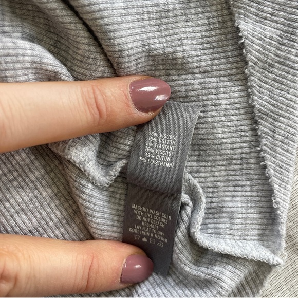 Grey Ribbed Long Sleeve Tee - Picture 4 of 5